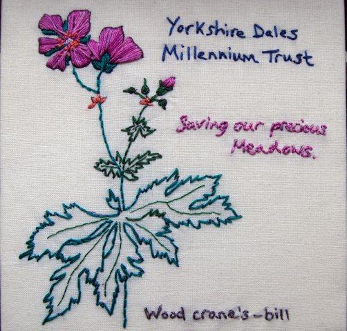 Wood crane's-bill embroidery patch