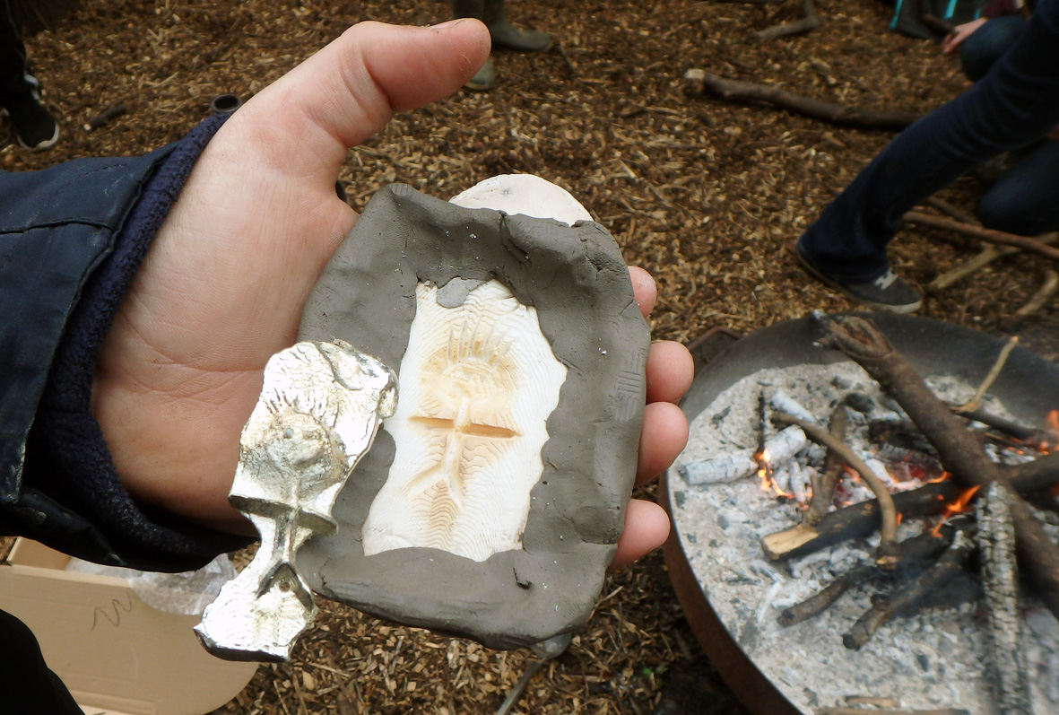 Green Guardians groups learn pewter casting
